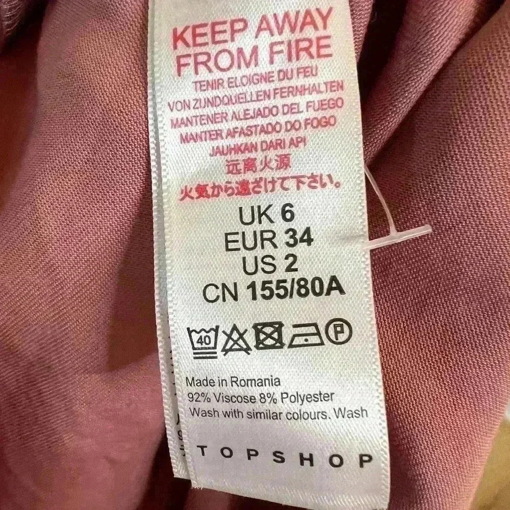 Topshop Women's Pink Side Button Mini Slip Dress Size 2 Sleeveless - Picture 13 of 13